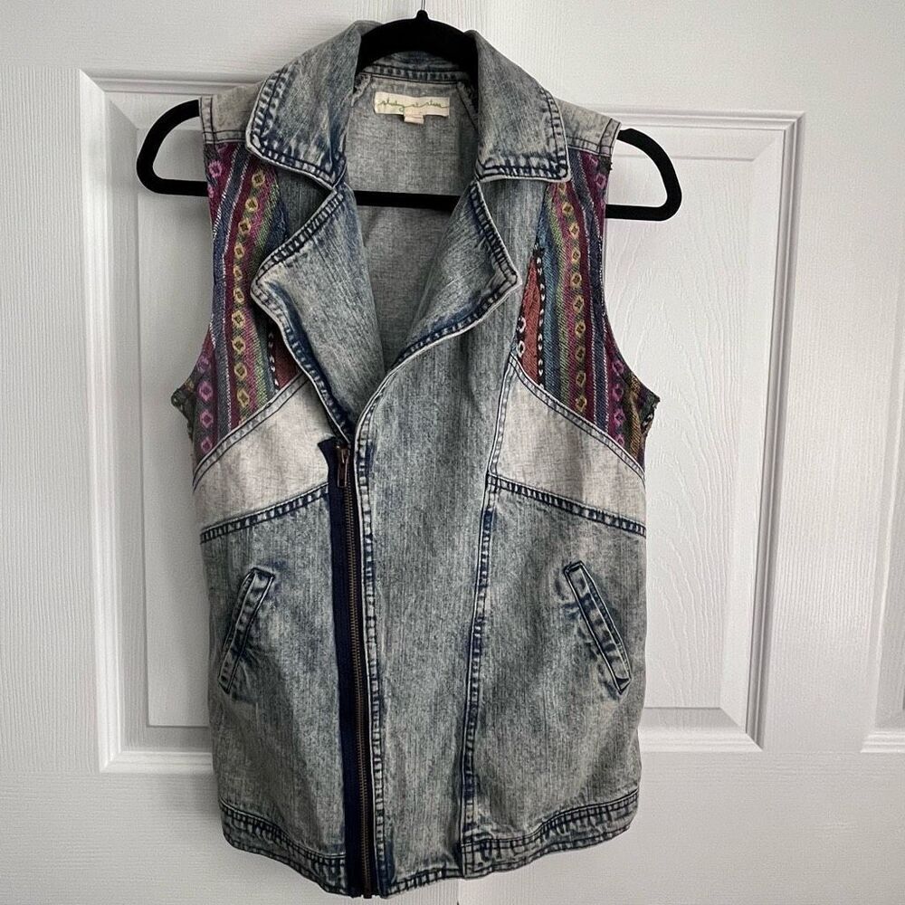 Anthropologie Staring at Stars Stonewashed Denim Vest Size Small
